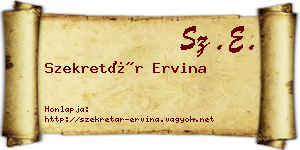 Szekretár Ervina névjegykártya